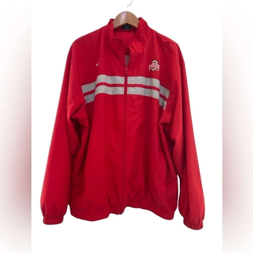Nike Ohio State Buckeyes Red Windbreaker Jacket Size XL